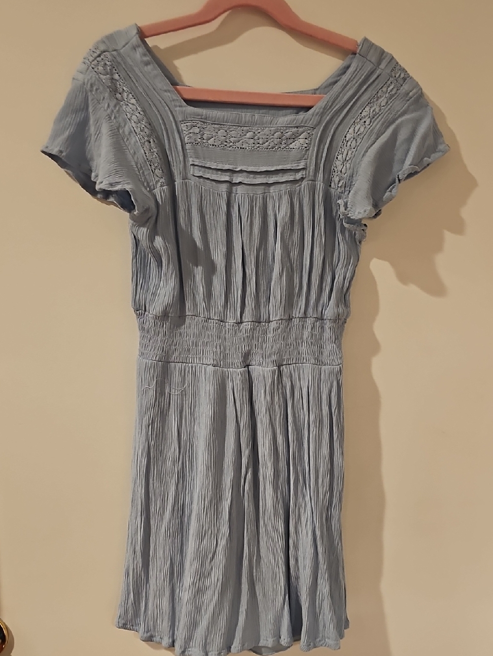 Love Squared Girls Light Blue Crinkle Short Dress Girls Sz 10